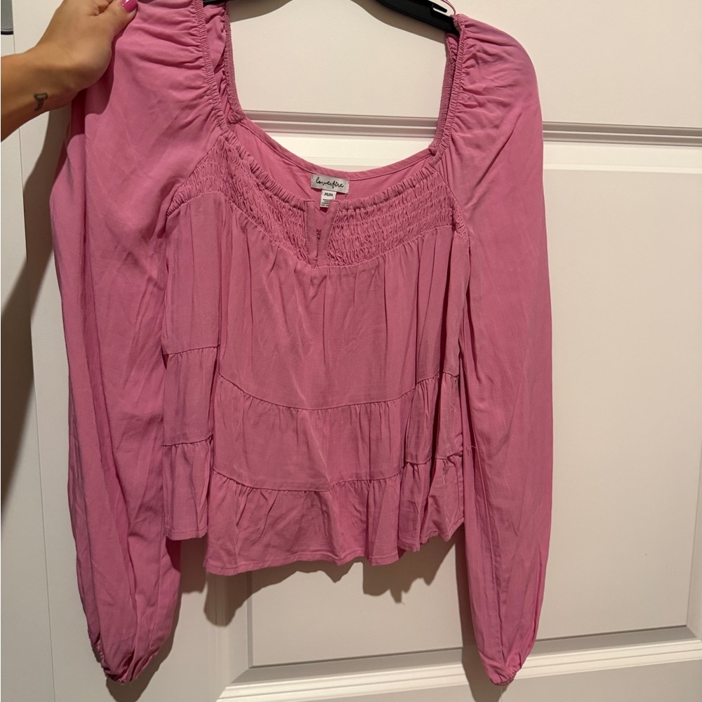 love, Fire Pink Smocked Blouse